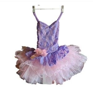 Weissman Tutu Dress Costume Sz SC (6/6x) Purple Lace Over Pink Tulle *Modified